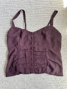 Abercrombie & Fitch Brown Button-Front Ruched Cami